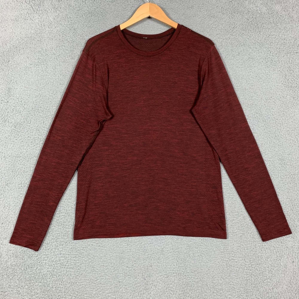 Lululemon Metal Vent T-Shirt Men's Large L Magma/Sequoia Breathe Long Sleeve Gym